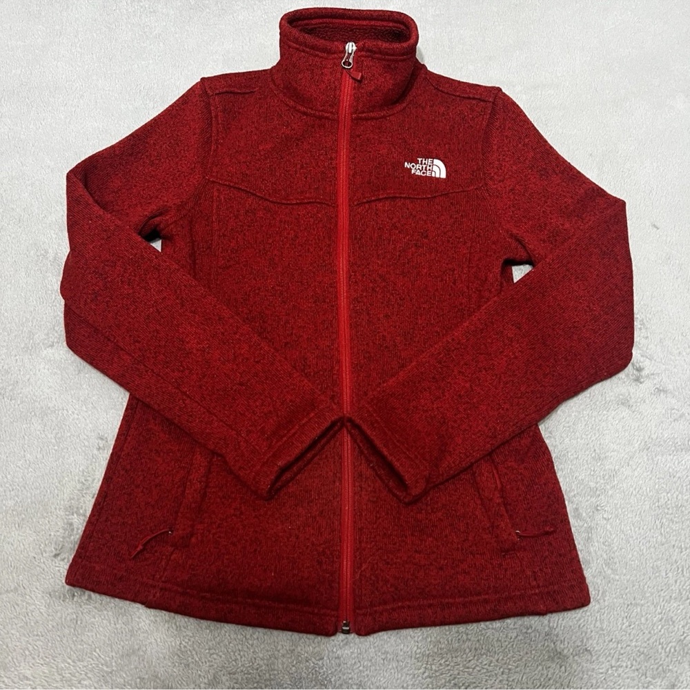 The North Face Women’s Fleece Sweater Full Zip Size Small Red Fuzzy